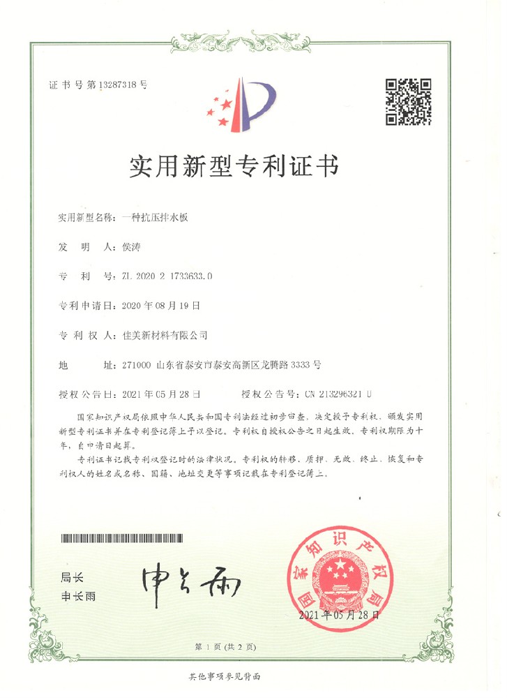 專利抗壓排水板